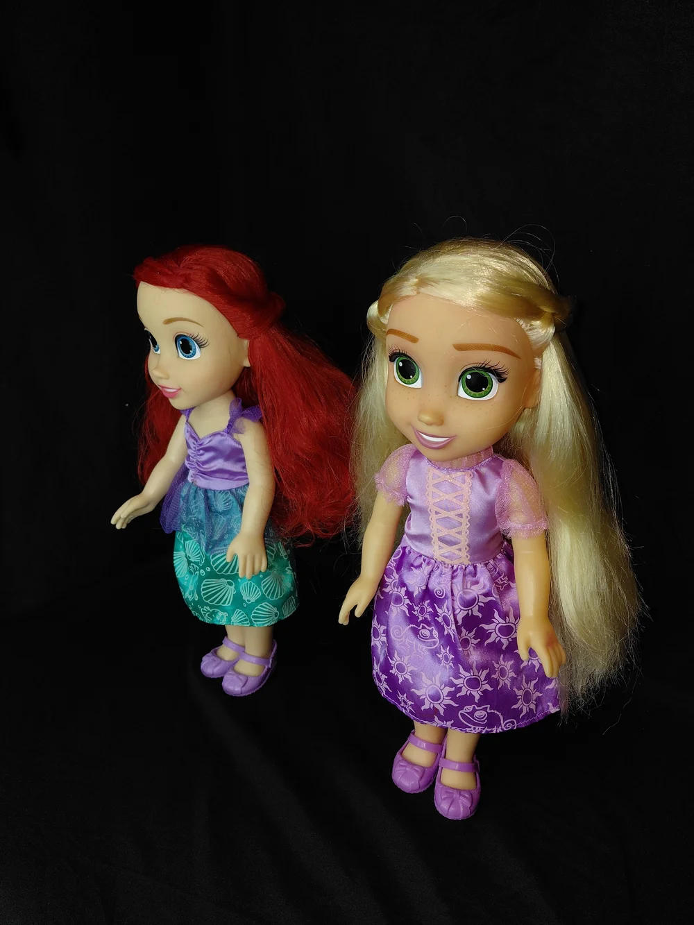 Disney Ariel Red & Rapunzel Blonde Purple Dress Dolls